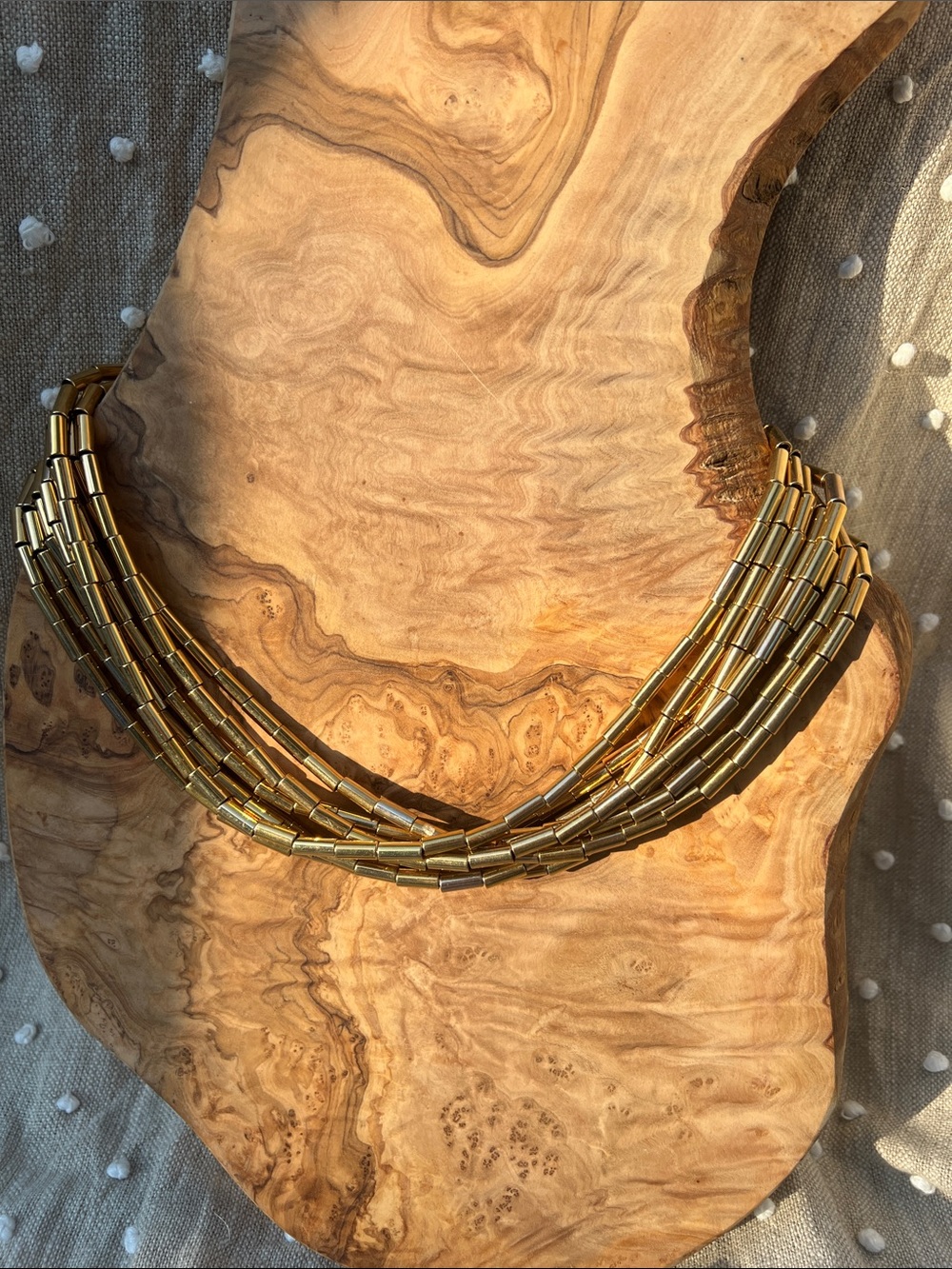 Michael Kors Gold Multi-Strand Tube Bead Necklace